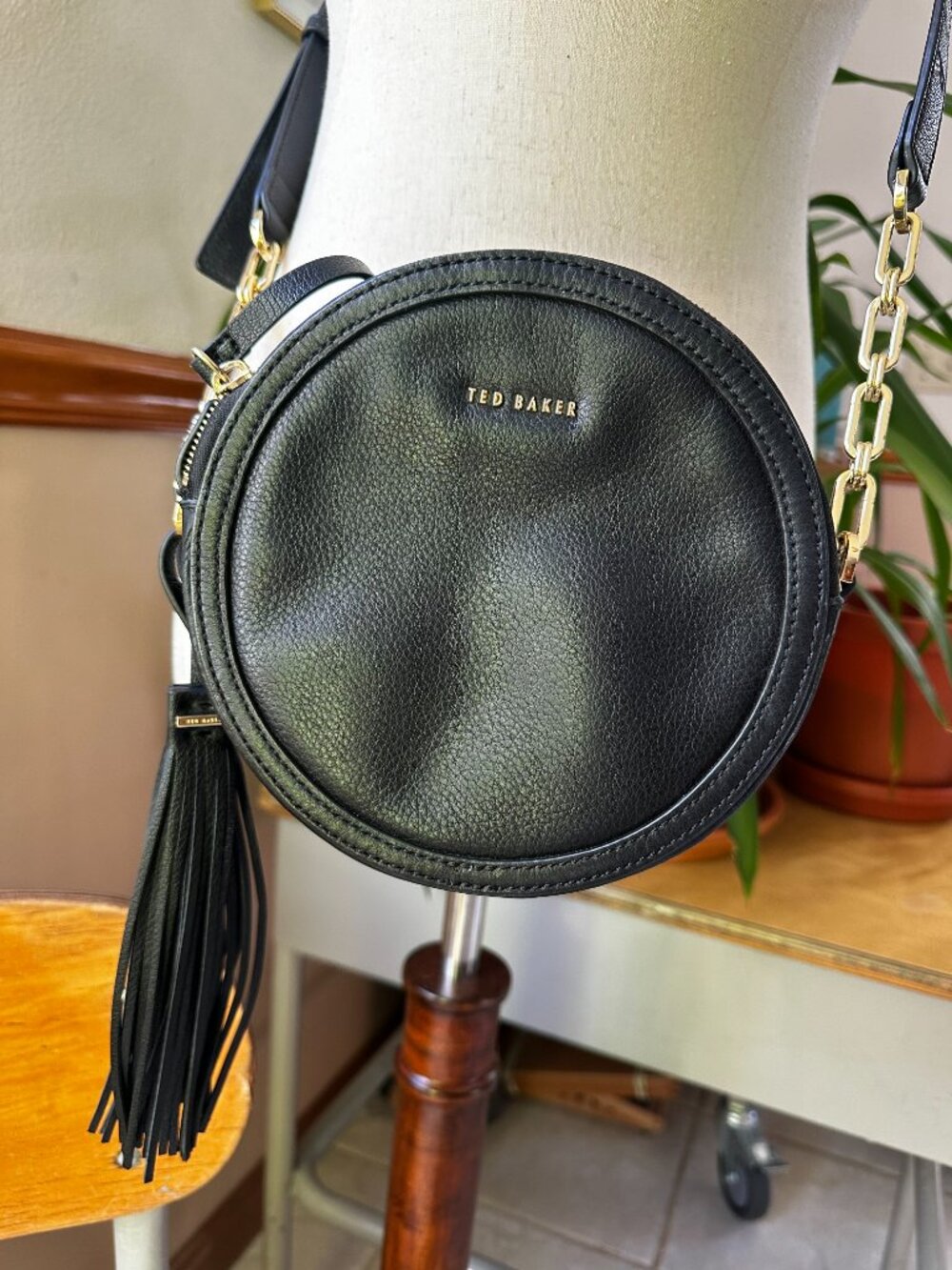 Ted Baker Erinn Circle Bag with Tassel, Black, EUC